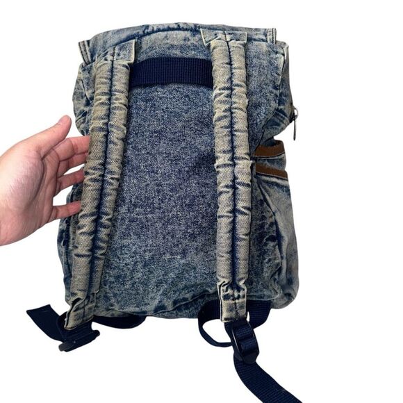 |VTG| TIMBER TOP Acid Wash Grunge 80’S-90’s Sack It Denim Schoolbag - Picture 3 of 8